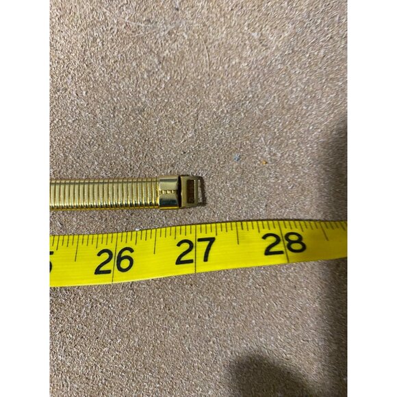 Stretch Belt 70s Disco Vintage Gold Tone Adjustable Metal Rectangular Clasp - Picture 5 of 7